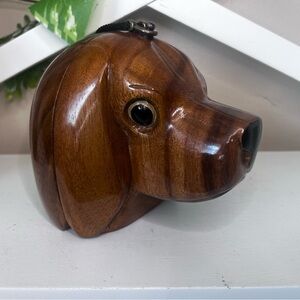 TIMMY WOODS DACHSHUND DOG HEAD HAND CARVED BAG CLUTCH MINAUDIÈRE-#58/91-NWT